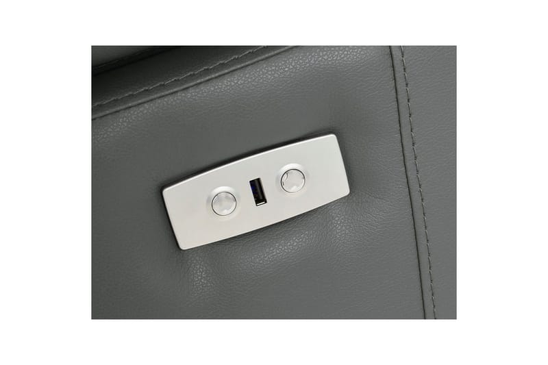 Hjørnesofa 3-personers Rayland Grå, PU, Højre elektrisk liggestol - Grå, PU, Højre elektrisk liggestol - Møbler - Sofaer - Lædersofaer