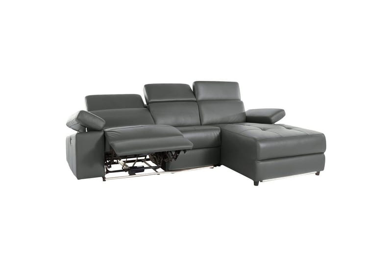 Hjørnesofa 3-personers Rayland Grå, Læder/PU, Højre elektrisk liggestol - Grå, Læder/PU, Højre elektrisk liggestol - Møbler - Sofaer - Lædersofaer