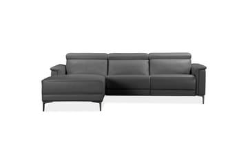Hjørnesofa 3-personers Lund Grå, PU, Venstre Elektrisk Tilbagelæner - Grå, PU, Venstre Elektrisk Tilbagelæner - Møbler - Sofaer - Lædersofaer