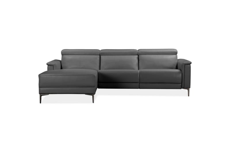 Hjørnesofa 3-personers Lund Grå, PU, Venstre Elektrisk Tilbagelæner - Grå, PU, Venstre Elektrisk Tilbagelæner - Møbler - Sofaer - Lædersofaer