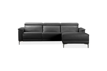 Hjørnesofa 3-personers Lund Sort, Læder/PU, Højre elektrisk liggestol - Sort, Læder/PU, Højre elektrisk liggestol - Møbler - Sofaer - Lædersofaer