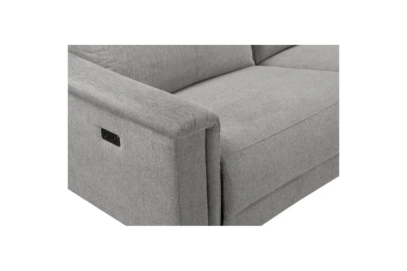 Hjørnesofa 3-personers Lund Lys Grå, Belfast stof, Højre elektrisk liggestol - Lys Grå, Belfast stof, Højre elektrisk liggestol - Møbler - Sofaer - Recliner sofaer