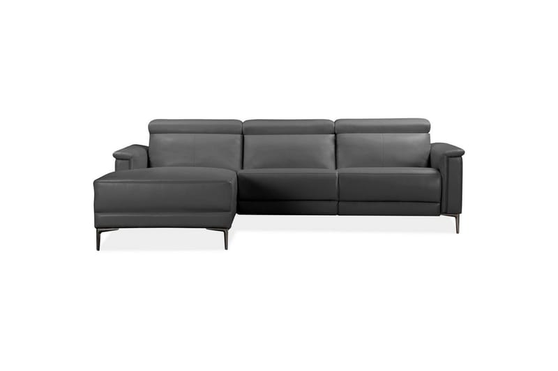 Hjørnesofa 3-personers Lund Grå, Læder/PU, Venstre Elektrisk Tilbagelæner - Grå, Læder/PU, Venstre Elektrisk Tilbagelæner - Møbler - Sofaer - Lædersofaer