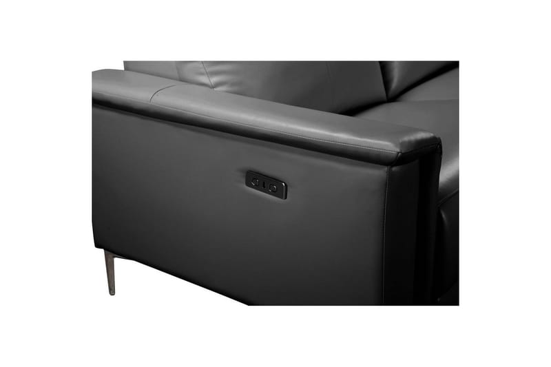 Hjørnesofa 3-personers Lund Sort, Læder/PU, Højre elektrisk liggestol - Sort, Læder/PU, Højre elektrisk liggestol - Møbler - Sofaer - Lædersofaer