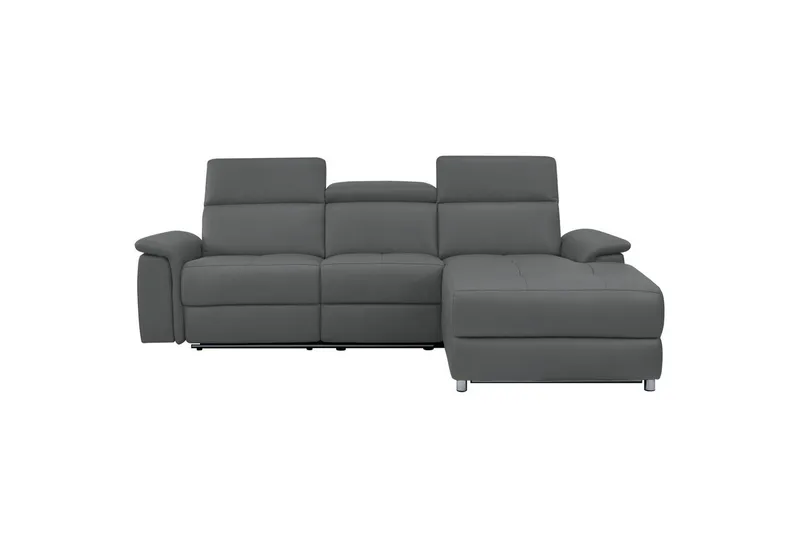 Hjørnesofa 3-personers Pareli Grå, Læder/PU, Højre elektrisk liggestol - Grå, Læder/PU, Højre elektrisk liggestol - Møbler - Sofaer - Lædersofaer