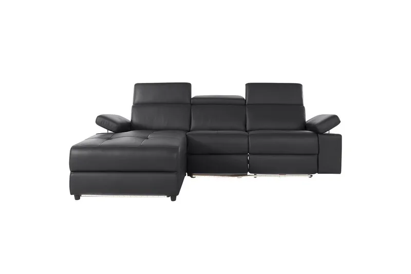 Hjørnesofa 3-personers Rayland Sort, PU, Venstre Elektrisk Tilbagelæner - Sort, PU, Venstre Elektrisk Tilbagelæner - Møbler - Sofaer - Lædersofaer