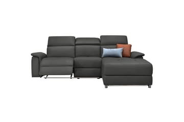Hjørnesofa 3-personers Pareli Sort, PU, Højre elektrisk liggestol - Sort, PU, Højre elektrisk liggestol - Møbler - Sofaer - Lædersofaer