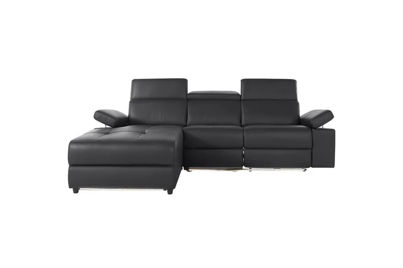 Hjørnesofa 3-personers Rayland Sort, PU, Venstre Manuel Tilbagelæner - Sort, PU, Venstre Manuel Tilbagelæner - Møbler - Sofaer - Lædersofaer
