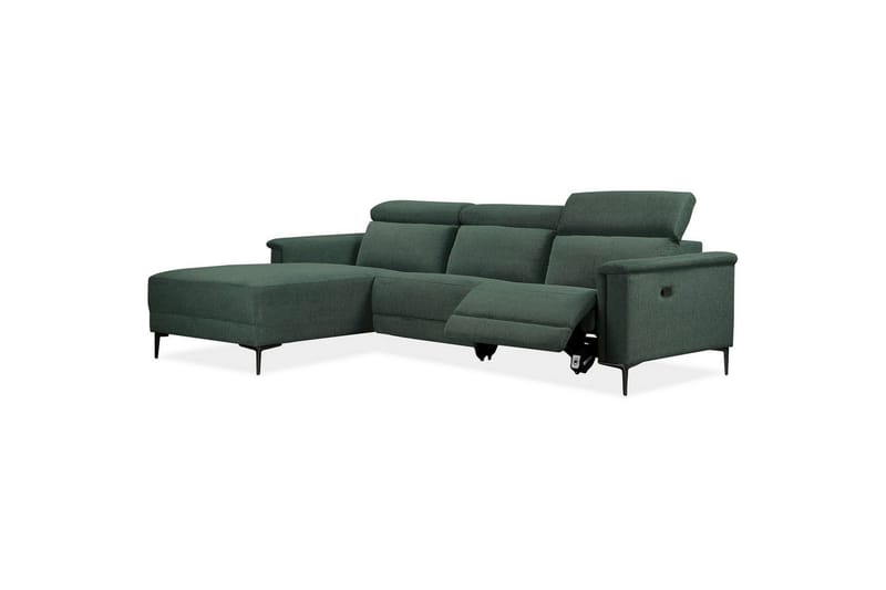 Hjørnesofa 3-personers Lund Mørkegrøn, Belfast stof, Venstre Manuel Tilbagelæner - Mørkegrøn, Belfast stof, Venstre Manuel Tilbagelæner - Møbler - Sofaer - Recliner sofaer