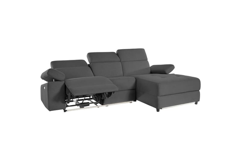 Hjørnesofa 3-personers Rayland Grå, Søndagsstof, Højre elektrisk liggestol - Grå, Søndagsstof, Højre elektrisk liggestol - Møbler - Sofaer - Recliner sofaer
