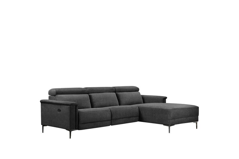 Hjørnesofa 3-personers Lund Antracit, Belfast stof, Højre manuel liggestol - Antracit, Belfast stof, Højre manuel liggestol - Møbler - Sofaer - Recliner sofaer