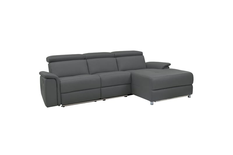 Hjørnesofa 3-personers Pareli Grå, Læder/PU, Højre elektrisk liggestol - Grå, Læder/PU, Højre elektrisk liggestol - Møbler - Sofaer - Recliner sofaer