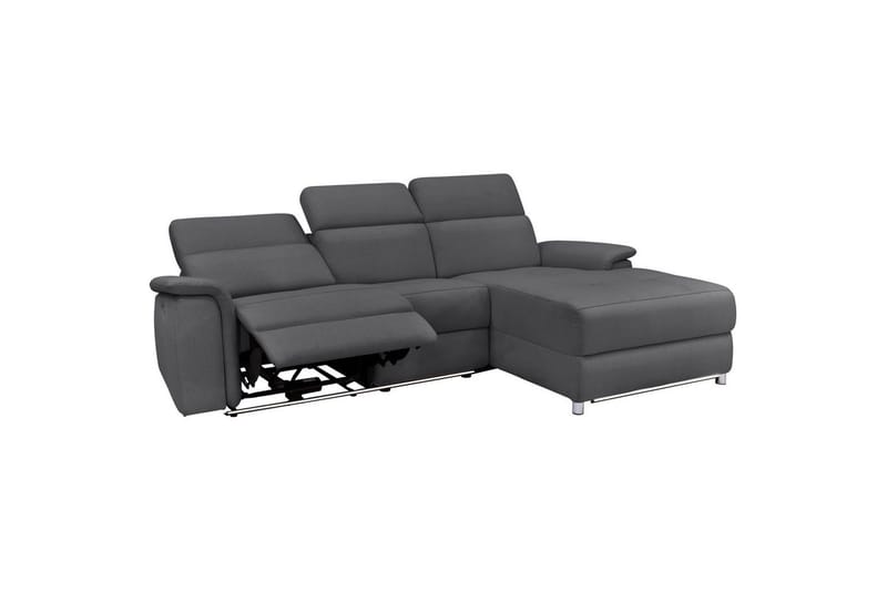 Hjørnesofa 3-personers Pareli Antracit, Søndagsstof, Højre elektrisk liggestol - Antracit, Søndagsstof, Højre elektrisk liggestol - Møbler - Sofaer - Recliner sofaer