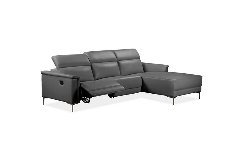 Hjørnesofa 3-personers Lund Grå, PU, Højre manuel liggestol - Grå, PU, Højre manuel liggestol - Møbler - Sofaer - Recliner sofaer