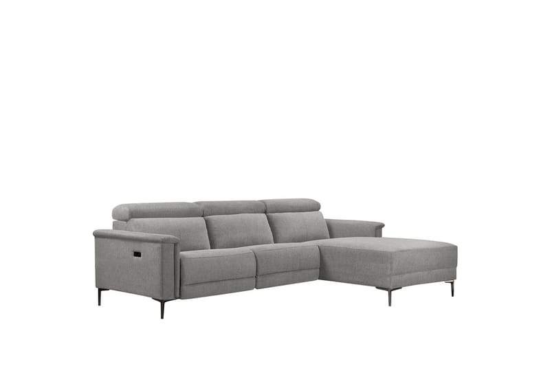 Hjørnesofa 3-personers Lund Lys Grå, Belfast stof, Højre elektrisk liggestol - Lys Grå, Belfast stof, Højre elektrisk liggestol - Møbler - Sofaer - Recliner sofaer