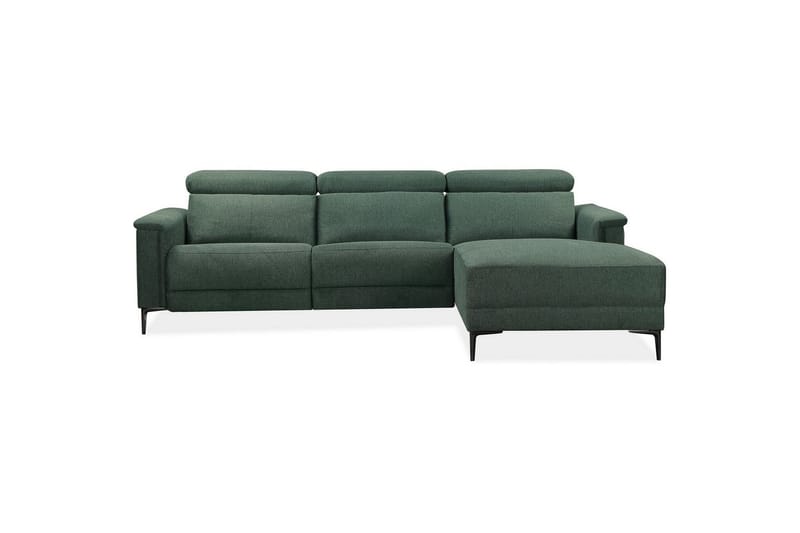 Hjørnesofa 3-personers Lund Mørkegrøn, Belfast stof, Højre elektrisk liggestol - Mørkegrøn, Belfast stof, Højre elektrisk liggestol - Møbler - Sofaer - Recliner sofaer
