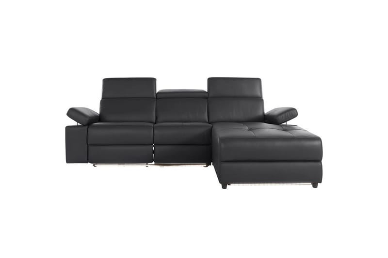 Hjørnesofa 3-personers Rayland Sort, PU, Højre manuel liggestol - Sort, PU, Højre manuel liggestol - Møbler - Sofaer - Lædersofaer