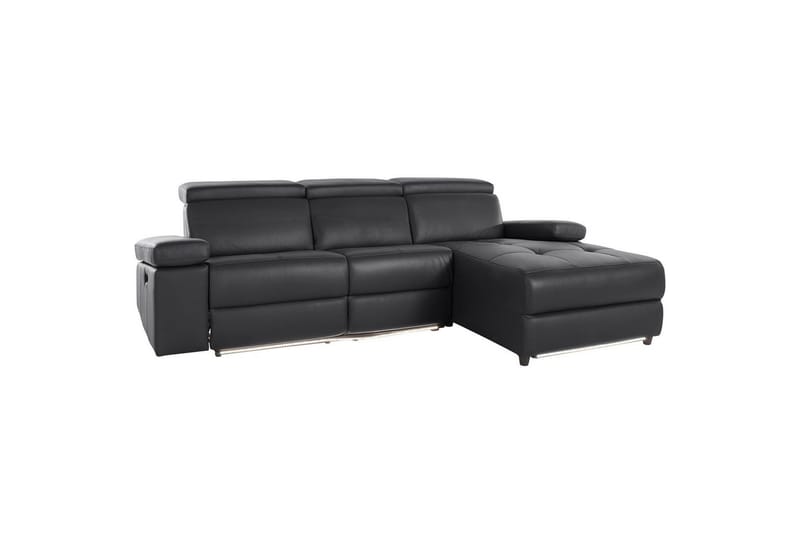 Hjørnesofa 3-personers Rayland Sort, Læder/PU, Højre manuel liggestol - Sort, Læder/PU, Højre manuel liggestol - Møbler - Sofaer - Recliner sofaer