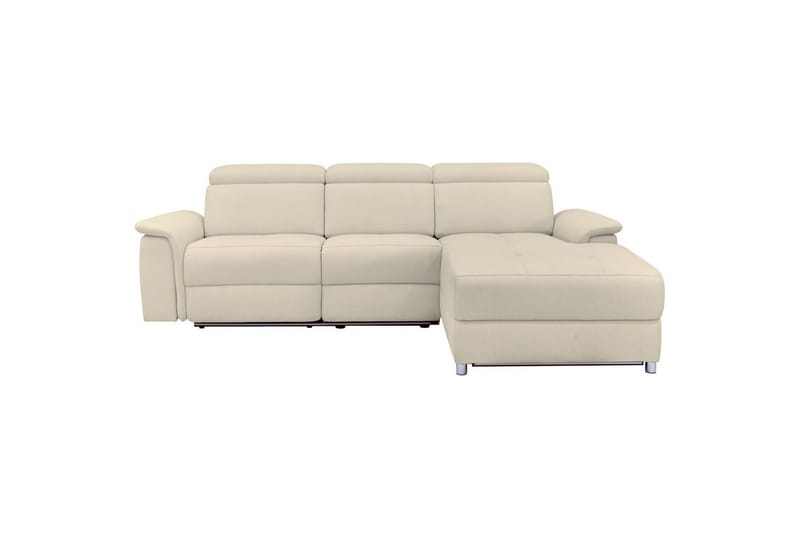 Hjørnesofa 3-personers Pareli Hvid, Søndagsstof, Højre manuel liggestol - Hvid, Søndagsstof, Højre manuel liggestol - Møbler - Sofaer - Recliner sofaer