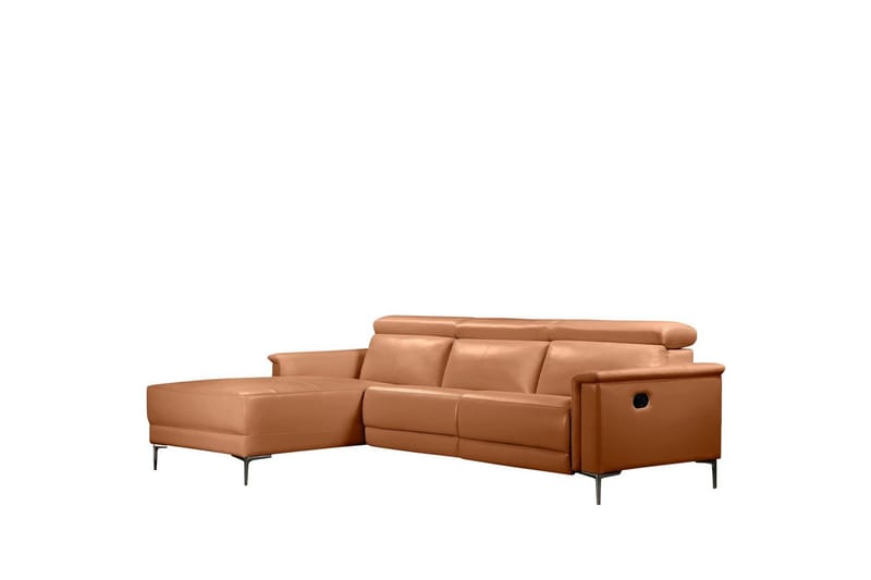 Hjørnesofa 3-personers Lund Cognac, PU, Venstre Manuel Tilbagelæner - Cognac, PU, Venstre Manuel Tilbagelæner - Møbler - Sofaer - Recliner sofaer