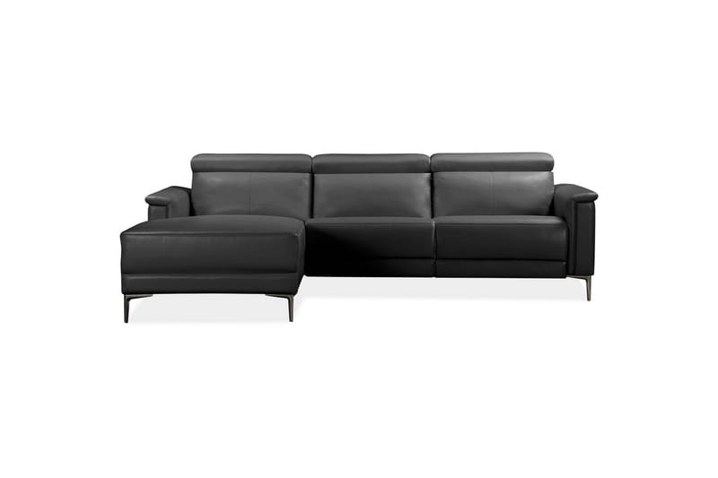 Hjørnesofa 3-personers Lund Sort, PU, Venstre Elektrisk Tilbagelæner - Sort, PU, Venstre Elektrisk Tilbagelæner - Møbler - Sofaer - Recliner sofaer
