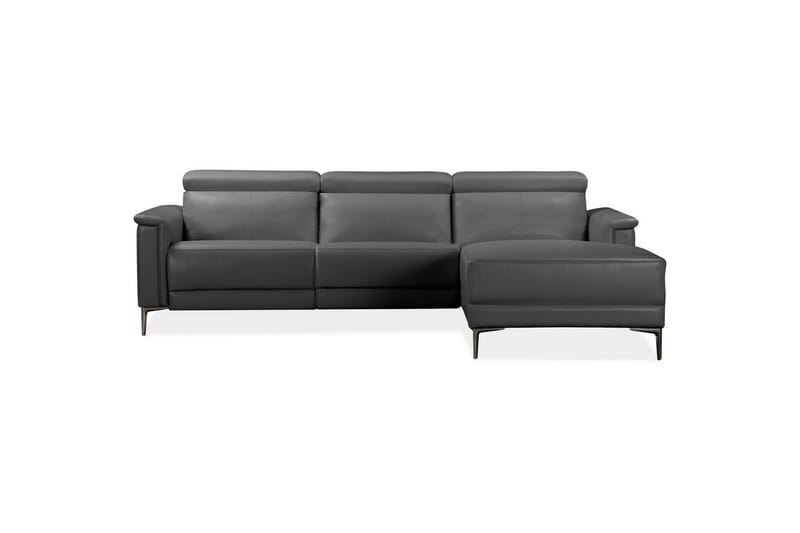 Hjørnesofa 3-personers Lund Grå, Læder/PU, Højre manuel liggestol - Grå, Læder/PU, Højre manuel liggestol - Møbler - Sofaer - Lædersofaer