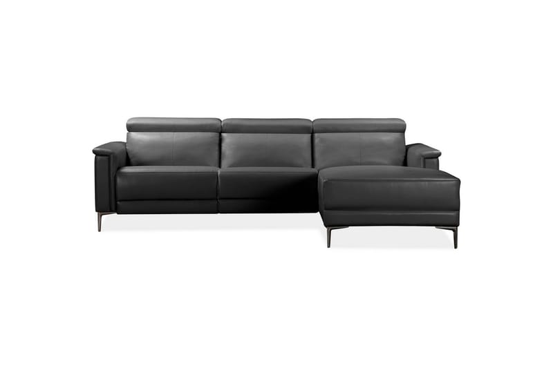 Hjørnesofa 3-personers Lund Sort, Læder/PU, Højre manuel liggestol - Sort, Læder/PU, Højre manuel liggestol - Møbler - Sofaer - Lædersofaer