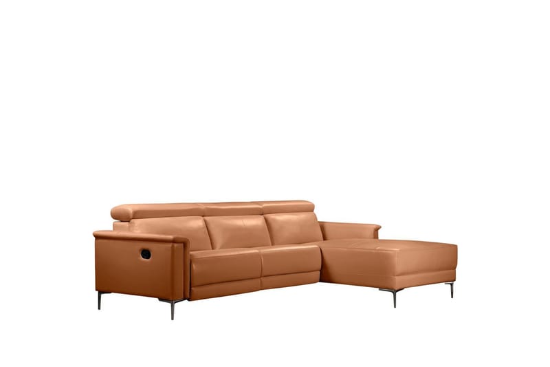 Hjørnesofa 3-personers Lund Cognac, PU, Højre manuel liggestol - Cognac, PU, Højre manuel liggestol - Møbler - Sofaer - Recliner sofaer