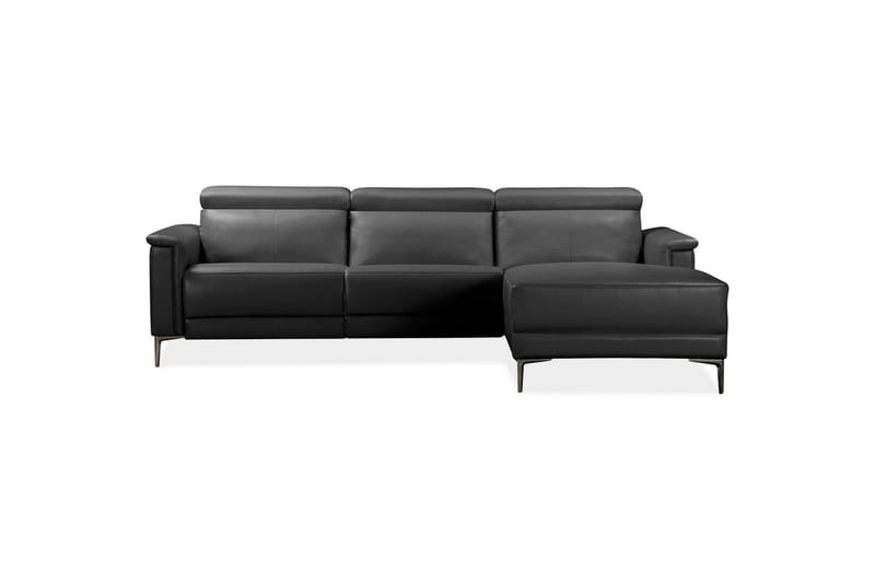 Hjørnesofa 3-personers Lund Sort, PU, Højre elektrisk liggestol - Sort, PU, Højre elektrisk liggestol - Møbler - Sofaer - Lædersofaer