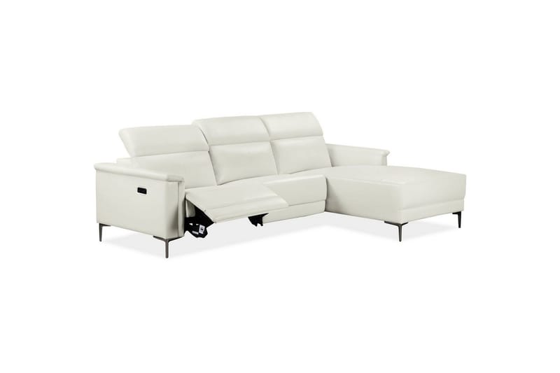 Hjørnesofa 3-personers Lund Creme, PU, Højre elektrisk liggestol - Creme, PU, Højre elektrisk liggestol - Møbler - Sofaer - Lædersofaer