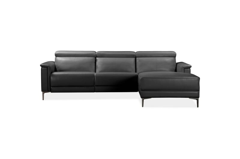Hjørnesofa 3-personers Lund Sort, Læder/PU, Højre elektrisk liggestol - Sort, Læder/PU, Højre elektrisk liggestol - Møbler - Sofaer - Lædersofaer