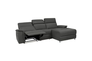Hjørnesofa 3-personers Pareli Sort, PU, Højre elektrisk liggestol - Sort, PU, Højre elektrisk liggestol - Møbler - Sofaer - Lædersofaer