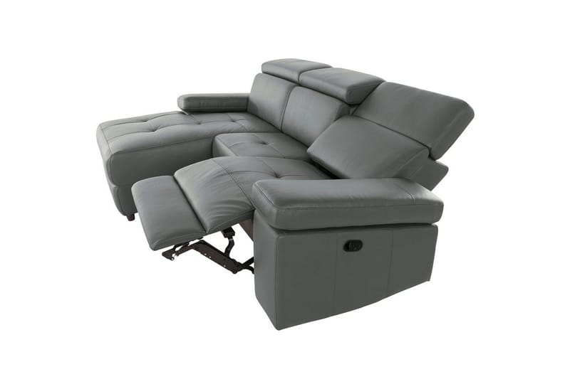 Hjørnesofa 3-personers Rayland Grå, Læder/PU, Venstre Manuel Tilbagelæner - Grå, Læder/PU, Venstre Manuel Tilbagelæner - Møbler - Sofaer - Lædersofaer