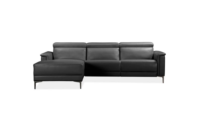 Hjørnesofa 3-personers Lund Sort, Læder/PU, Venstre Manuel Tilbagelæner - Sort, Læder/PU, Venstre Manuel Tilbagelæner - Møbler - Sofaer - Lædersofaer