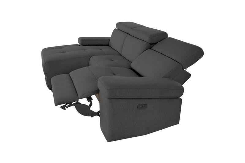 Hjørnesofa 3-personers Rayland Antracit, Søndagsstof, Venstre Elektrisk Tilbagelæner - Antracit, Søndagsstof, Venstre Elektrisk Tilbagelæner - Møbler - Sofaer - Recliner sofaer