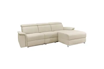 Hjørnesofa 3-personers Pareli Hvid, Sandstof, Højre elektrisk liggestol