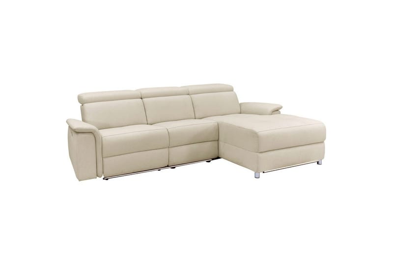 Hjørnesofa 3-personers Pareli Hvid, Sandstof, Højre elektrisk liggestol, Hvid, Sandstof, Højre elektrisk liggestol