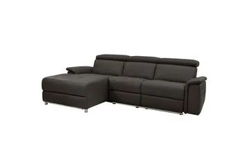 Hjørnesofa 3-personers Pareli Brun, Læder/PU, Venstre Elektrisk Tilbagelæner