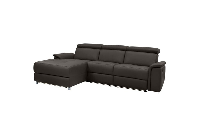Hjørnesofa 3-personers Pareli Brun, Læder/PU, Venstre Elektrisk Tilbagelæner - Brun, Læder/PU, Venstre Elektrisk Tilbagelæner - Møbler - Sofaer - Lædersofaer