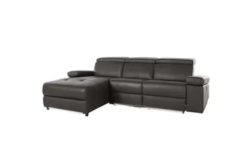 Hjørnesofa 3-personers Rayland Brun, Læder/PU, Venstre Elektrisk Tilbagelæner