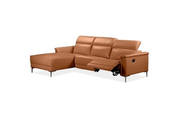 Hjørnesofa 3-personers Lund Cognac, PU, Venstre Manuel Tilbagelæner - Cognac, PU, Venstre Manuel Tilbagelæner - Møbler - Sofaer - Lædersofaer