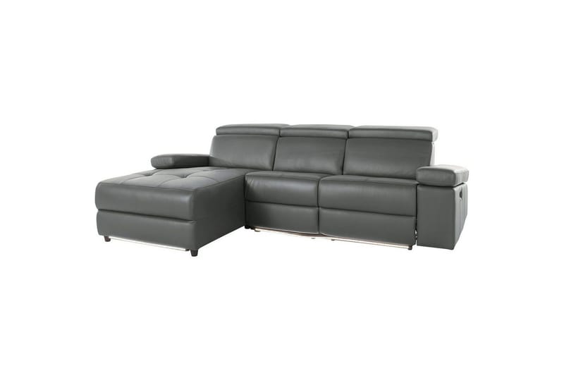 Hjørnesofa 3-personers Rayland Grå, Læder/PU, Venstre Manuel Tilbagelæner - Grå, Læder/PU, Venstre Manuel Tilbagelæner - Møbler - Sofaer - Lædersofaer