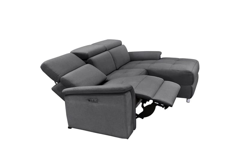 Hjørnesofa 3-personers Pareli Antracit, Søndagsstof, Højre elektrisk liggestol - Antracit, Søndagsstof, Højre elektrisk liggestol - Møbler - Sofaer - Recliner sofaer