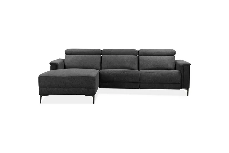 Hjørnesofa 3-personers Lund Antracit, Belfast stof, Venstre Elektrisk Tilbagelæner - Antracit, Belfast stof, Venstre Elektrisk Tilbagelæner - Møbler - Sofaer - Recliner sofaer