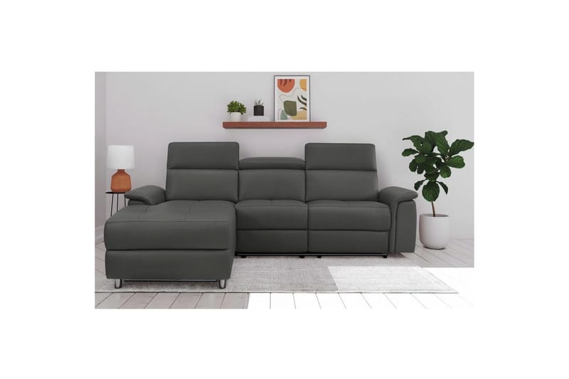 Hjørnesofa 3-personers Pareli Sort, PU, Venstre Elektrisk Tilbagelæner - Sort, PU, Venstre Elektrisk Tilbagelæner - Møbler - Sofaer - Lædersofaer