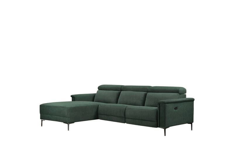 Hjørnesofa 3-personers Lund Mørkegrøn, Belfast stof, Venstre Manuel Tilbagelæner - Mørkegrøn, Belfast stof, Venstre Manuel Tilbagelæner - Møbler - Sofaer - Recliner sofaer