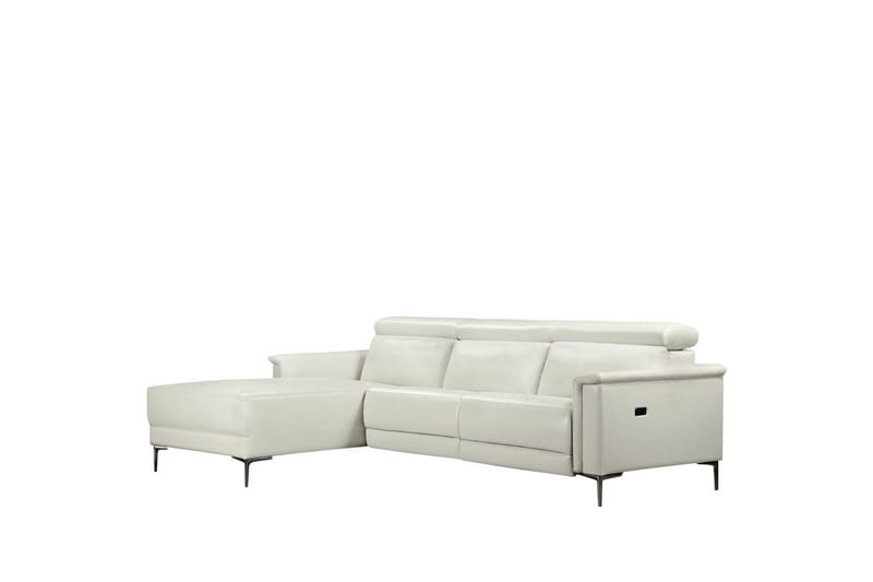 Hjørnesofa 3-personers Lund Creme, PU, Venstre Elektrisk Tilbagelæner - Creme, PU, Venstre Elektrisk Tilbagelæner - Møbler - Sofaer - Lædersofaer