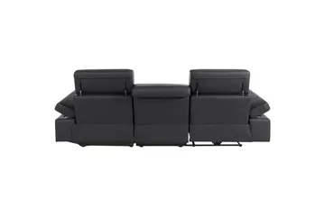Hjørnesofa 3-personers Rayland Sort, Læder/PU, Højre manuel liggestol - Sort, Læder/PU, Højre manuel liggestol - Møbler - Sofaer - Lædersofaer