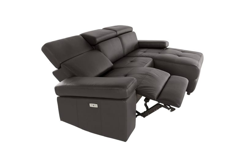 Hjørnesofa 3-personers Rayland Brun, PU, Højre elektrisk liggestol - Brun, PU, Højre elektrisk liggestol - Møbler - Sofaer - Lædersofaer