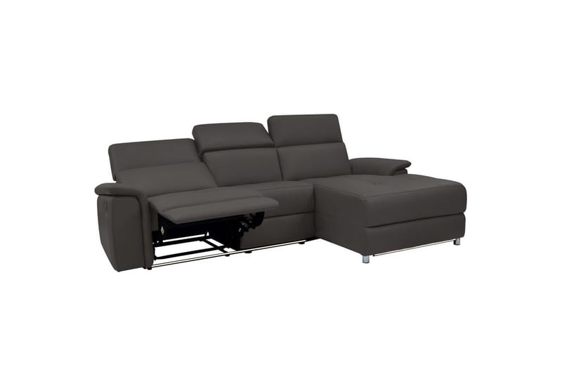 Hjørnesofa 3-personers Pareli Brun, PU, Højre elektrisk liggestol - Brun, PU, Højre elektrisk liggestol - Møbler - Sofaer - Lædersofaer